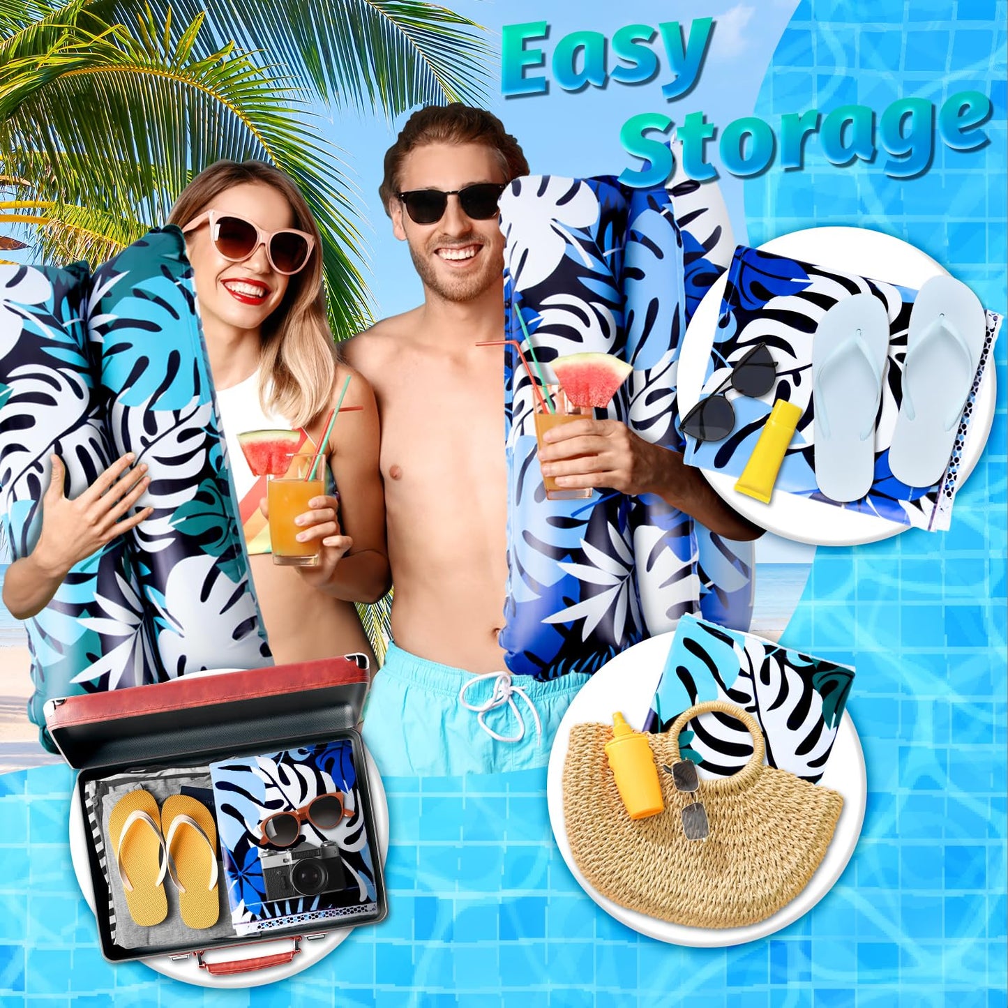 Orifinter XL inflatable pool mattress, 2 pieces pool accessory water hammock, 4 IN 1 inflatable water pool toy, adult pool mattress, water toy for chair hammock mattresses seat