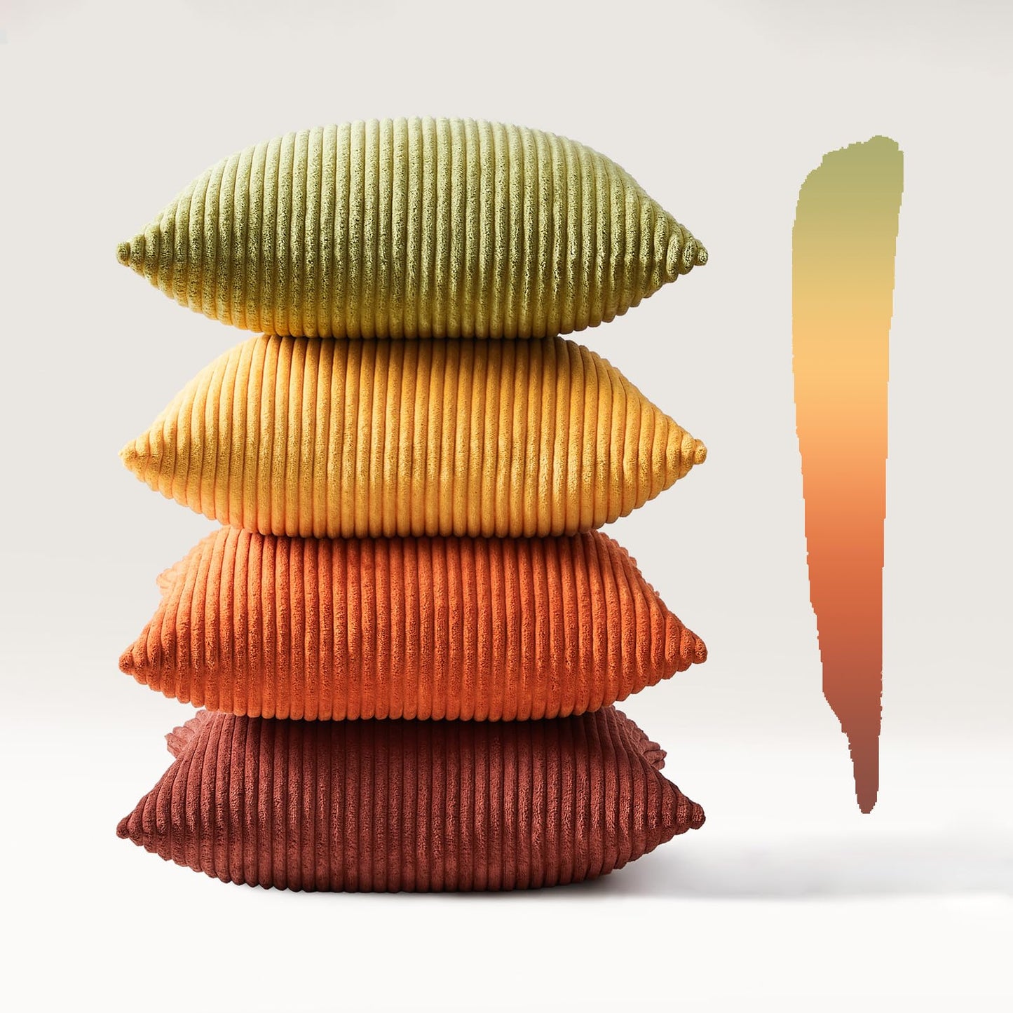 Topfinel pillowcase 40x40 autumn 4-piece set corduroy pillowcases cushion cover decorative pillow for sofa bed living room children fluffy orange yellow green