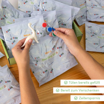 BONNYCO Dinosaur Party Favors for Kids Birthday, 16-piece Art Set. Ideal for goody bags, pinata fillers, and crafting activities for boys. Great small gifts for children.