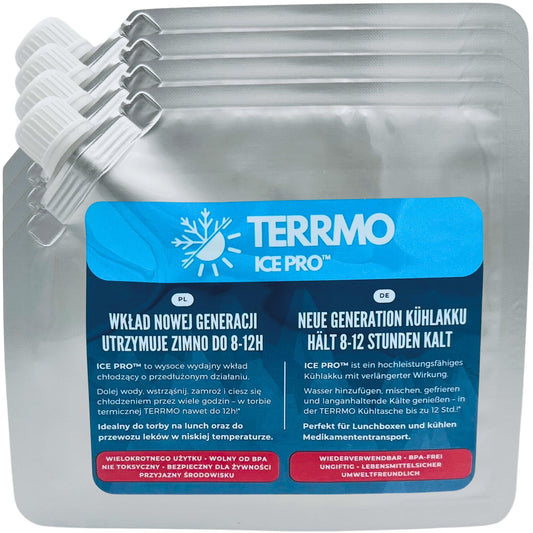TERRMO Ice Pro™ Small Ice Packs for Cooler Bag, Lunch Box, Cooler, Medications | Extended Cooling Time | Reusable, High Performance | Ice Packs, cool pack 350ml & 19x16cm (4 Pack)