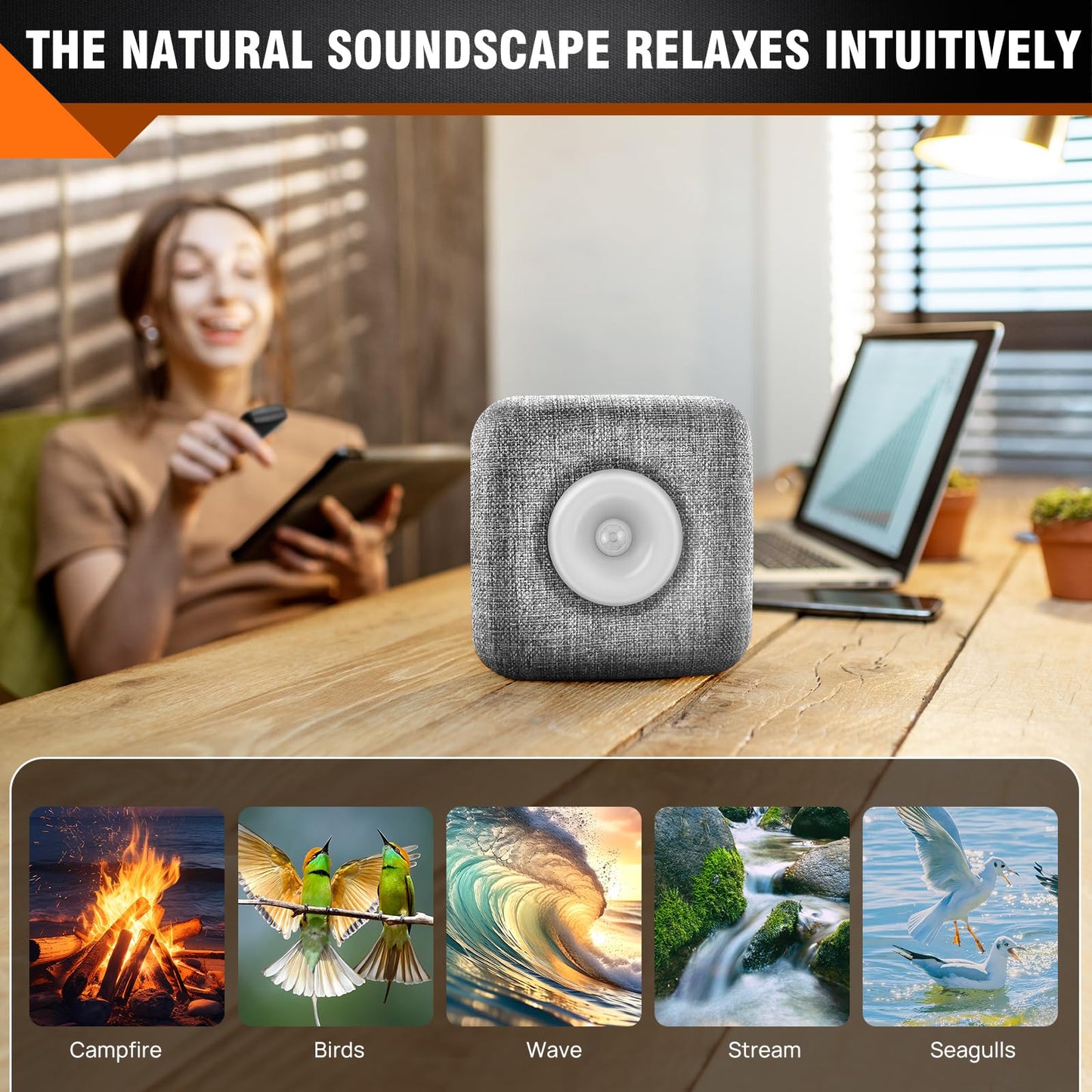 Satisure Birdsong Motion Sensor Box, Various Relaxing Bird Chirps & Forest Stream, Ocean Nature Sounds Soundbox