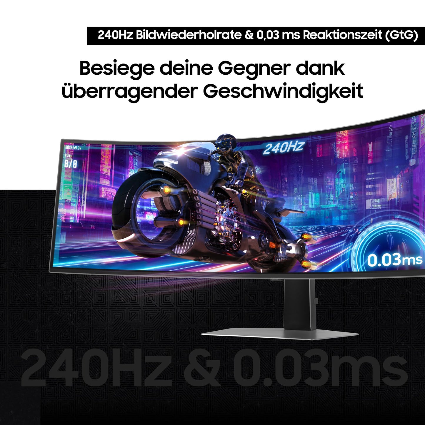 Samsung 49-inch Odyssey OLED G9 G93SD, DQHD (5120 x 1440), Gaming Monitor, PC screen, 240 Hz, OLED Glare Free, 0.03 ms response time, Gaming Hub, LS49DG934SUXEN