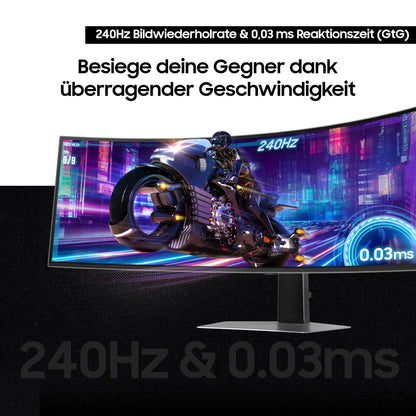 Samsung 49-inch Odyssey OLED G9 G93SD, DQHD (5120 x 1440), Gaming Monitor, PC screen, 240 Hz, OLED Glare Free, 0.03 ms response time, Gaming Hub, LS49DG934SUXEN