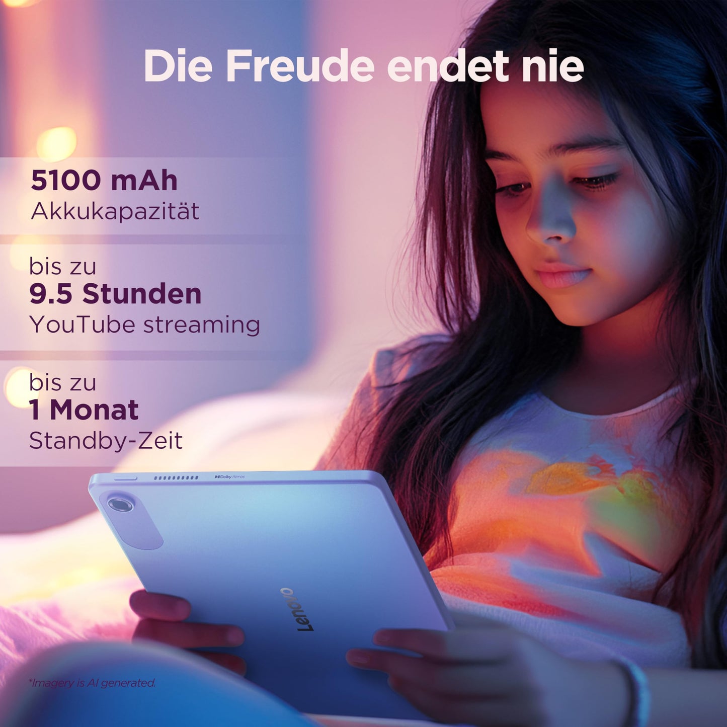 Lenovo Tab Tablet | 10.1" Full HD Display | MediaTek G85 | 4GB RAM | 64GB | Android 14 | Polar Blue | incl. Clear Protective Case