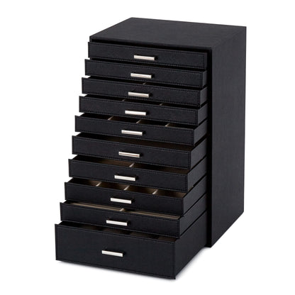 Mondeer Extra Large Jewelry Box, Jewelry Box Organizer for Necklaces Earrings Bracelets Rings, 10 Layers PU Leather Jewelry Storage Bag Women Girls Ladies Gift, Black