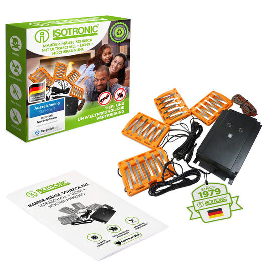 ISOTRONIC 3in1 Mole Repellent Flash | with high voltage, flash function, high-frequency ultrasound | Mole-Free Car vehicle connection car battery | Mole Shock Mole Scarecrow Mole-Free Mole Protection