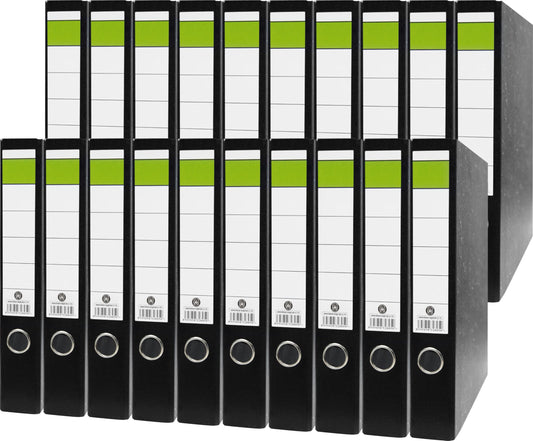 Green bar folder-cloud marble recycling 8 cm wide DIN A4 black 100 pack Made in Germany ring binder file folder office folder cardboard folder slot folder Blue Angel (100 folders wide)