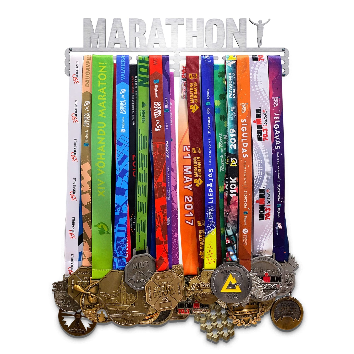 United Medals Marathon Medal Holder for 48 Medals Storage - Runner Gift Marathon Accessory - Medal Holder Hanger Display Rack - brushed stainless steel