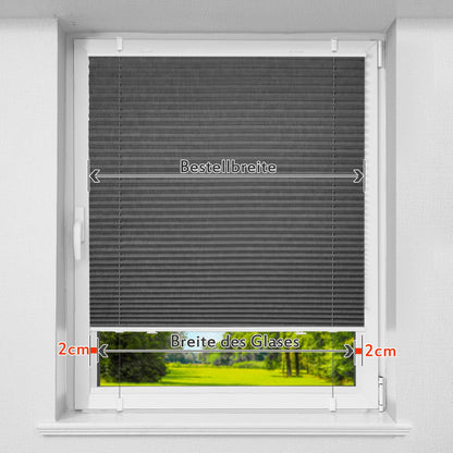 HOMEDEMO Pleated blind without drilling, blackout, thermal pleated blind with clamp fixing, gray 40x110cm (WxH). Blackout pleated blind 100% lightproof for windows, opaque privacy sun protection.