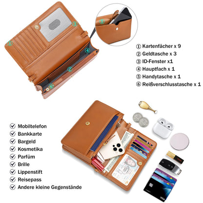 Nuoku crossbody bag for women, with wallet and functional compartments.