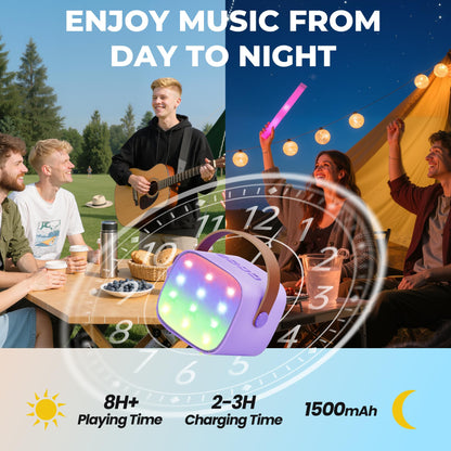 Kids Mini Karaoke Machine with 2 Microphones Bluetooth Speaker with LED Lights and Voice Changer, Gift for Girls 3, 4, 5, 6, 7, 8, 9, 10, 11, 12+ Years (Purple)