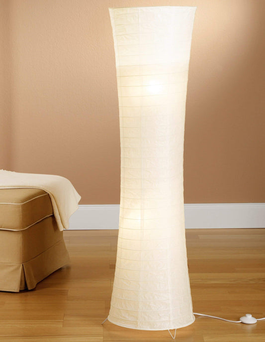 Trango 1229L Design LED Rice Paper Floor Lamp *SWISS* Handmade Rice Paper Lamp *WHITE* Floor Light with 2x E14 LED Bulbs, Round Shape, Height: 125cm, Living Room Lamp, Standing Lamp