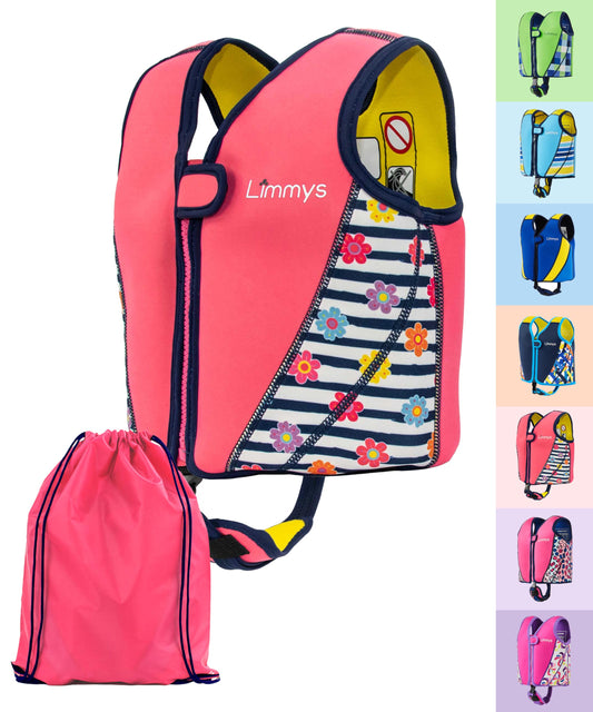Limmys Premium Kids' Life Jacket - Modern swimming aid for boys, girls, and toddlers - Comes with a handy carrying bag.