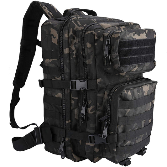 ProCase 40L Military Tactical Backpack, Large Capacity 3-Day Army Assault Pack Bag Go Bag Backpack for Hiking, Hunting, Trekking, Camping, and other Outdoor Activities - Camo Black