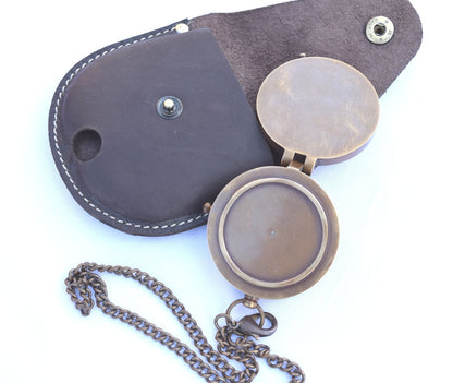 NEOVIVID Engravable Compass, Brass, Leather Pouch, Pirate Compass, Gift Compass, Camping Compass with Needle-lifting Mechanism.
