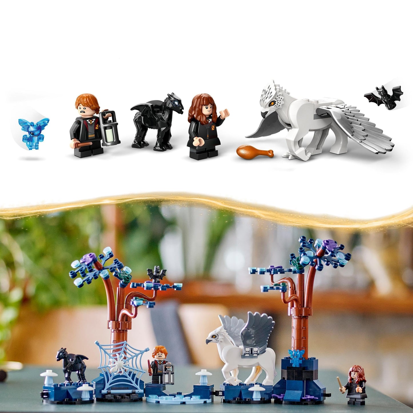 LEGO Harry Potter Forbidden Forest: Magical Creatures Toy with Hermione and Ron figures, includes fantasy creatures like Buckbeak and Thestral, gift for kids, girls, boys aged 8+ 76432