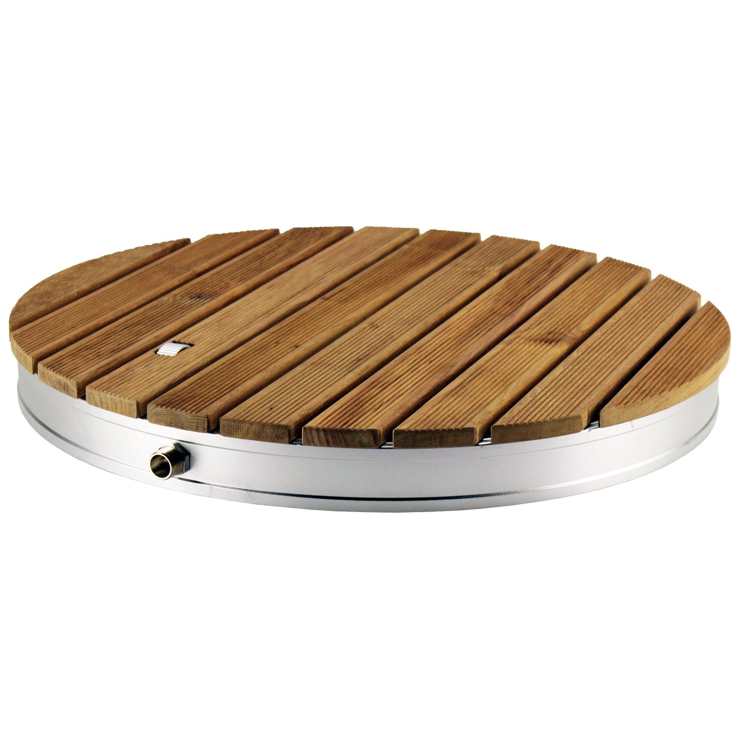 @tec Garden Shower Outdoor shower made of solid teak wood, Mobile floor shower for camping, Sauna & pool shower round with base plate for the garden, Outdoor Shower