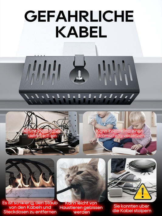NODOCA Cable Management under Desk, No Drilling Under Desk Cable Management, Desk Cable Channel, Cable Basket for Managing Cables and Power Strips - 35x13x12cm, Black (2 Pack)