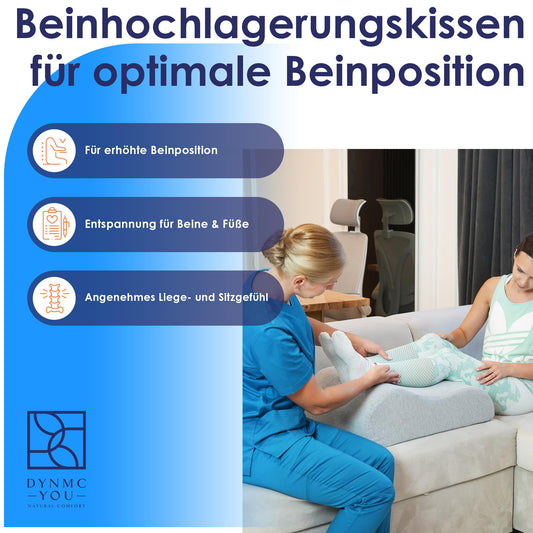 Ergonomic leg pillow for elevating legs, relieving leg strain. Ideal for adults, Oeko-Tex certified. Great leg support cushion.