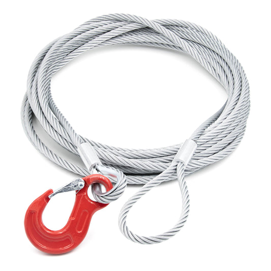 ALFA LOGISTICS Fall rope 8mm diameter 8m length with hook and eye - Wire rope with hook - Steel rope with eyes and hooks - Reliable forestry rope