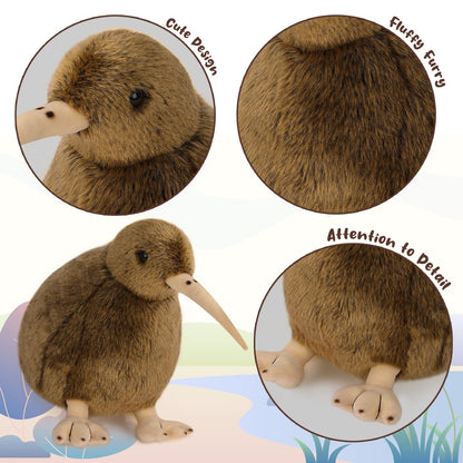 Kiwi bird plush toy, cuddly toy, furry kiwi plush doll, soft, fluffy like a real bird, huggable toy - gift for any age and occasion, one size fits all, al-01-1