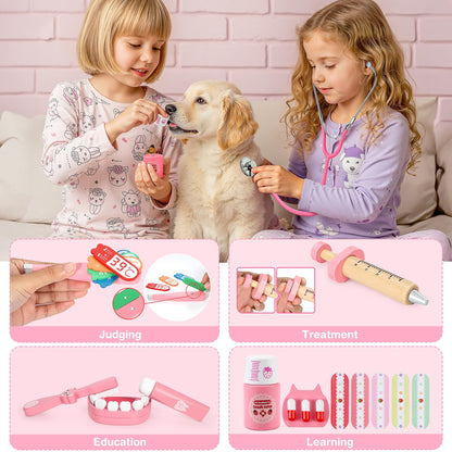 Ophy Doctor's Kit for Kids Wooden Playset, 40 Piece Doctor's Kit for Kids 3, 4, 5 Years Medical Toy With Real Stethoscope Role-Playing Toy EfficientGrip