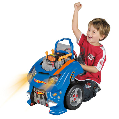 Theo Klein 2822 Hot Wheels assembly car I Engine block with educational repair functions I Battery-powered headlights and horn I Dimensions: 43 cm x 40 cm x 52.5 cm I Toy for children aged 3 years and above