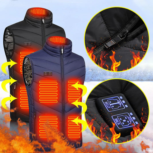 Ayhuang Upgrade Electric Heated Vest 11 Heating Zones Heated Jacket for Men Women USB Rechargeable Down Heated Vest Quilted Vest Winter Warm Vest Camping Outdoor Hiking Heat Jacket (3XL, Black)