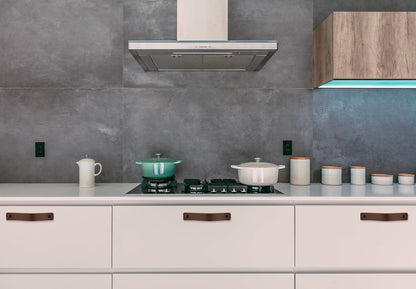 Brute Strength - Leather handles for furniture - Cognac - 6 pieces - 16.5 x 2.5 cm - Cabinet handle, door handle for kitchen, bathroom, cabinets, chest of drawers, wood