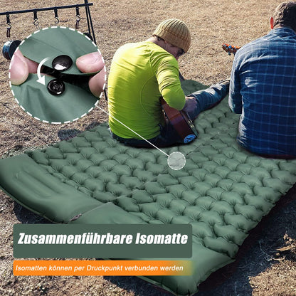 CALIYO self-inflating camping mat 2pcs - thickened air mattress with foot pump, ultralight & waterproof | integrated pillow, compact size for outdoor, hiking, tents & travel
