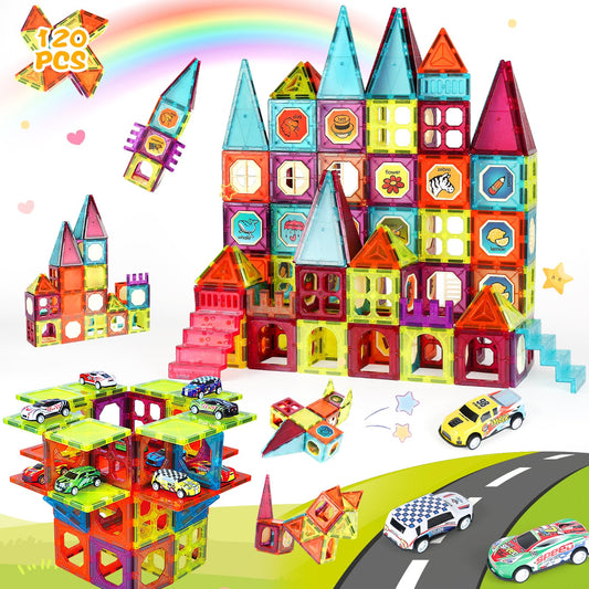 Gavgroom 120-piece Magnetic Building Blocks, Magnetic Toy Magnets Kids Magnetic Blocks STEM Learning Toy Kids Magnet Toy Gift for Boys Girls Building Blocks Children's Toy