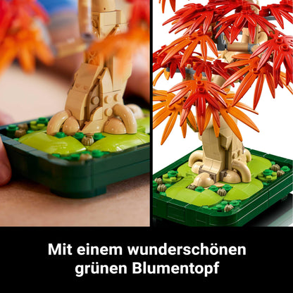 LEGO Botanicals Japanese Red Maple - Bonsai Tree - Artificial plant set with red & orange leaves, plus pot - Home Decor - Gift idea for adults - 10348