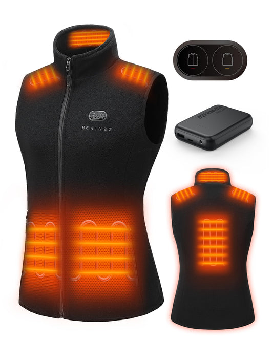 HEWINZE Fleece Heated Vest Women - Battery operated heated vest 7.4V, hunting heated vest.
