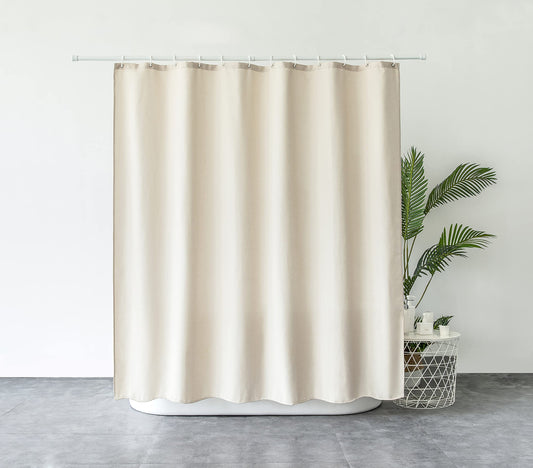 Premium shower curtain made of linen fabric textile 240x200cm. Waterproof and anti-mold for the bathroom in green color. 240x200cm.