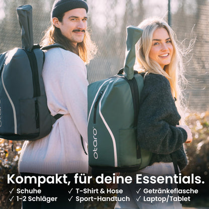 Otaro Tennis Backpack with Shoe Compartment Premium (Classic 32L; PRO 42L) Innovative layout & design | Tennis bag for hobby and professional tennis players, men and women (Classic 32L, Green)