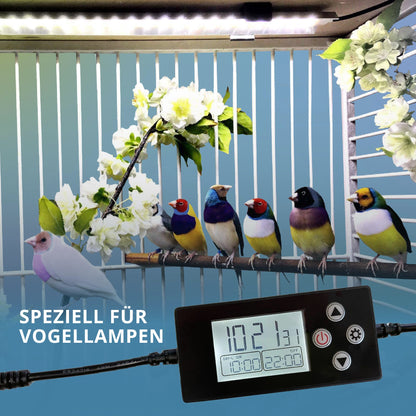 HappyBird Digital Timer | Programmable Timer, gradual dimming function | Specifically for bird lamps | Gentle light regulation | Simulates natural sunrise/sunset.