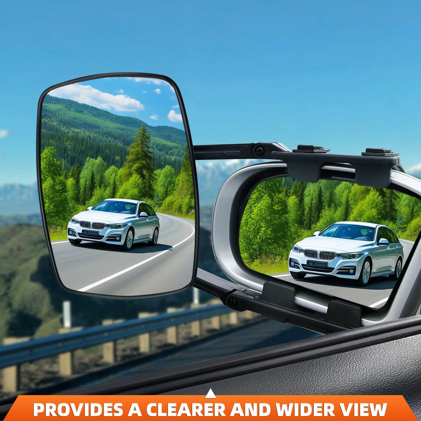 KAOLALI caravan mirrors, 2 pieces universal wing mirrors 2-piece set, car double side mirror, caravan wing mirrors, trailer mirrors for RV and Caravan, rotatable and foldable