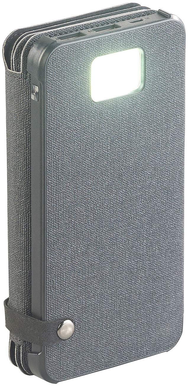 revolt solar bank: solar power bank, foldable solar panel, LED lamp, 8,000 mAh, 2.1 A, 5W (portable solar panel, USB solar panel, phone charging station)