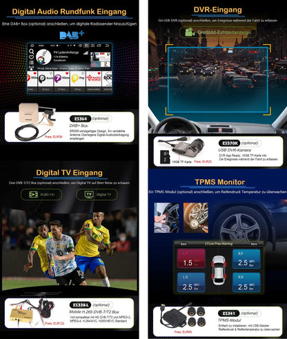 8-Core [4G+64G] Android 12 car radio for VW Golf Passat Jetta Polo Sharan Touran Tiguan T5 GPS navigation Carplay Android Auto DSP Bluetooth 5.0 A2DP DVB-T2 WiFi DAB+ IPS