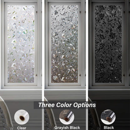 LEMON CLOUD Rainbow Static Cling Window Film, Privacy Window Film, Anti-UV Sun Protection Film for Living Room, Grayblack Tulip - 90x400cm