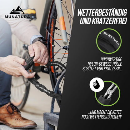 MUNATURA Bike Lock Combination Lock [100cm] - High Security Bike Lock - Bicycle Combination Lock - Bike Lock also perfect as E-Bike Lock