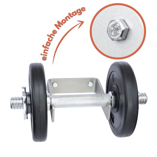 Wall mount for dumbbells | Timelessly beautiful design made of stainless steel | Over 50 kg weight capacity | Suitable for > 90% of all dumbbells | Quality from Germany