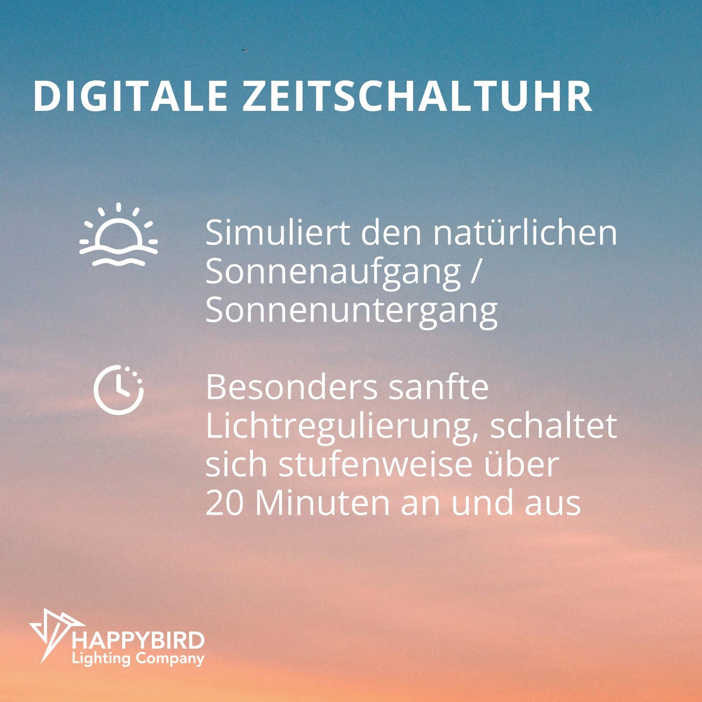 HappyBird Digital Timer | Programmable Timer, gradual dimming function | Specifically for bird lamps | Gentle light regulation | Simulates natural sunrise/sunset.