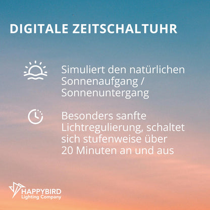 HappyBird Digital Timer | Programmable Timer, gradual dimming function | Specifically for bird lamps | Gentle light regulation | Simulates natural sunrise/sunset.