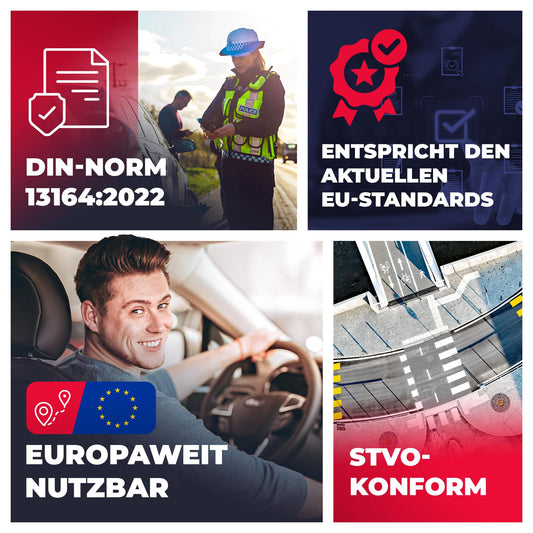 Automotive first aid kit including warning triangle & high-visibility vest until 2029 [EU-compliant] according to DIN 13164:2022. First aid kit, emergency set for car, camper, and home. 100% reliable. Smart Planet.