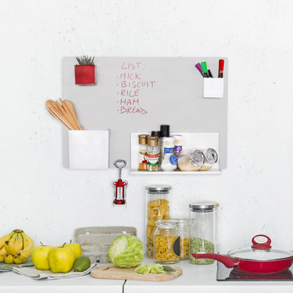 KalaMitica magnetic board - chalkboard magnetic, magnetic bulletin board for all types of magnets - silver - 56x38 cm