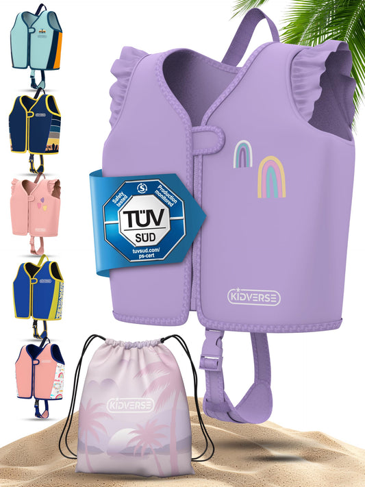 KIDVERSE Swim Vest Kids 2-3 Years - TÜV certified swim aid with waist size up to 56cm - Swim aid for kids 2-3 years - Children's swim vest for learning to swim - Comfortable swim vest for kids