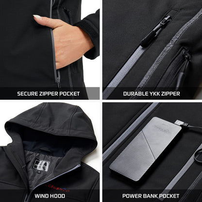 CONQUECO Heated Jacket for Women, Electric Heated Coat Waterproof Windproof with Battery for Outdoor Work and Daily Wear.