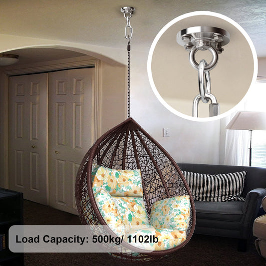 TSSS Heavy Duty Ceiling Hook, 304 Stainless Steel, up to 500kg static weight capacity. Ceiling mount for hanging chairs/hammocks/punching bags with anchor bolt.