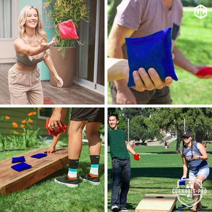 Official Cornhole Bags | 4 Blue and 4 Red Bags | Official Sizes | Premium Quality | 100% Cotton | Waterproof | American Game | Outdoor Fun | Friends & Family | OriginalCup®